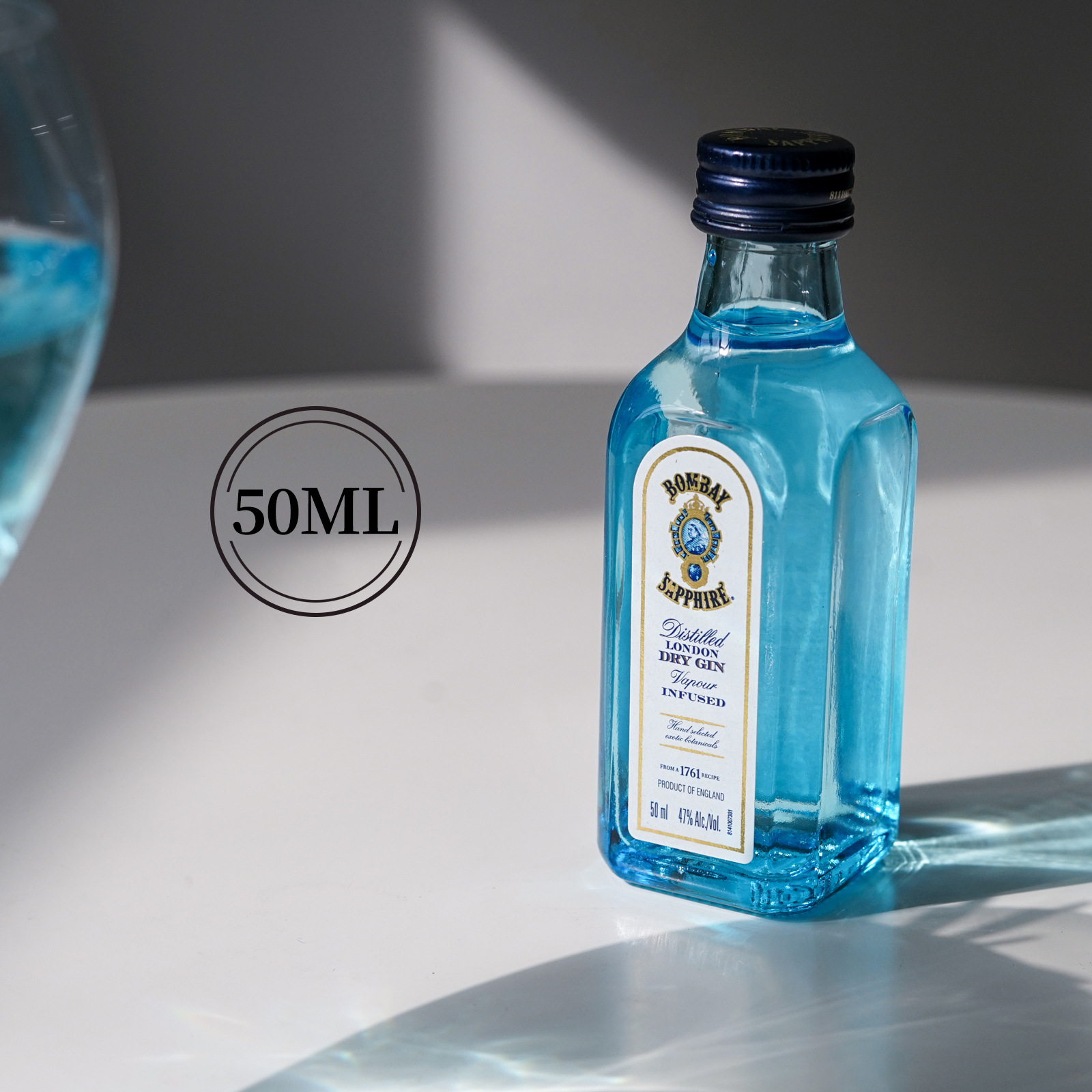 孟买蓝宝石金酒50ml小酒版玻璃瓶小洋酒便利店调酒伴手礼小瓶酒