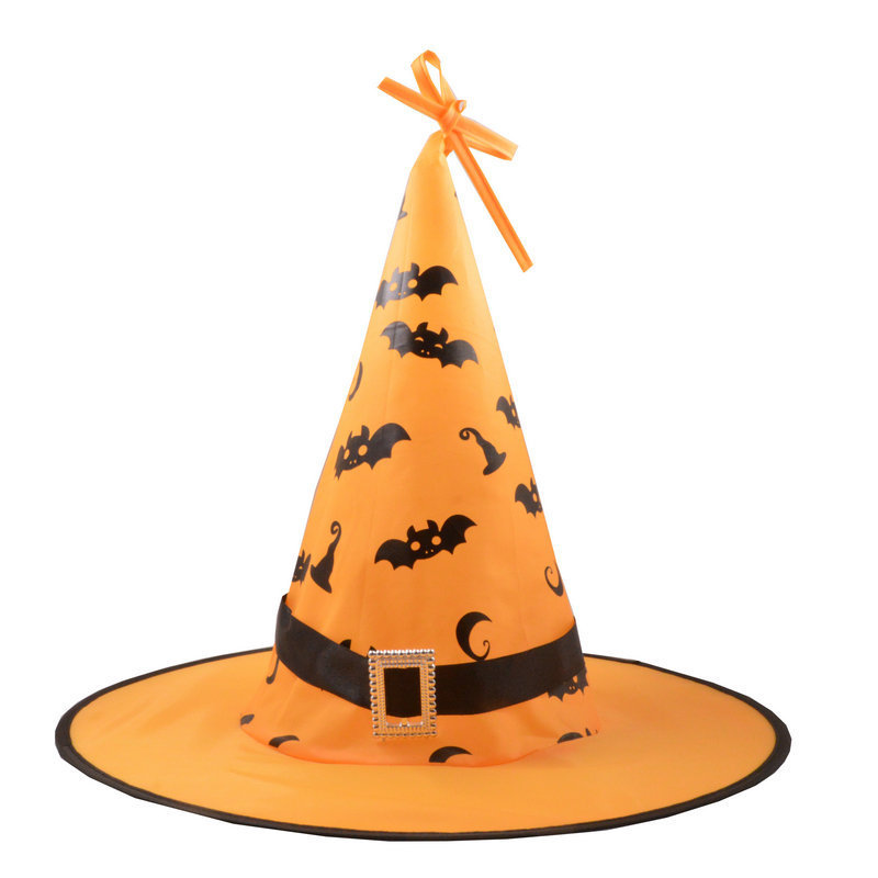 万圣节魔女帽子女巫帽子大巫婆帽子儿童黑尖顶表演道具南瓜魔法帽