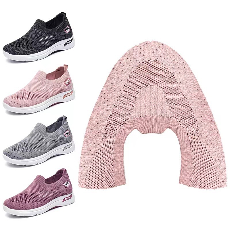 Factory Direct Supply Slip-on Sock Shoes 3D Flat Knitted Shoe Uppers Knitted Footwear Uppers High Elastic Breathability Flying Woven Upper Semi-Finished Products