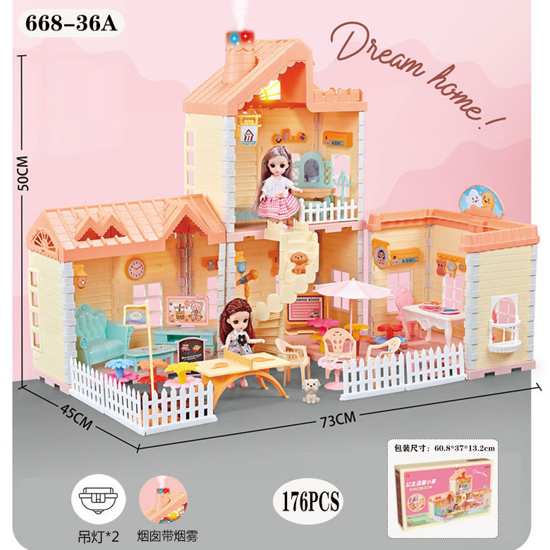 Children's Home Toys Baby Doll Doll Girl Princess Villa Assembled Light Sound Model Castle Gift