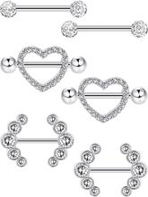 2023 1Pair Heart Barbell Nipple Ring Piercing Helix跨境专供