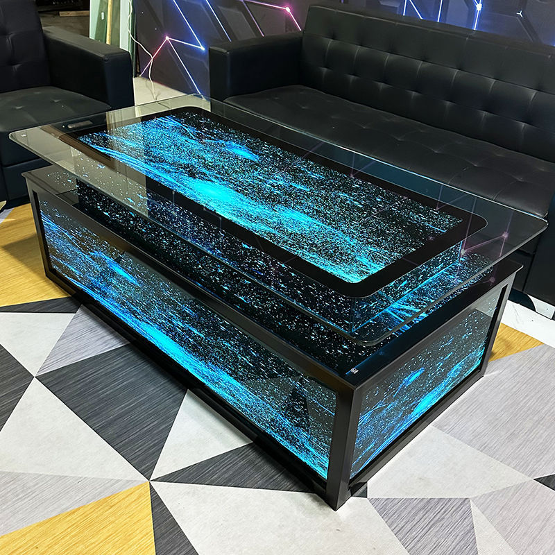 发光ktv不锈钢酒吧台变色玻璃茶几七彩钢化玻璃现代简约星空