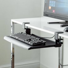 SANWA山业电脑键盘托架免打孔抽屉架托免滑轨桌下支架办公桌收纳