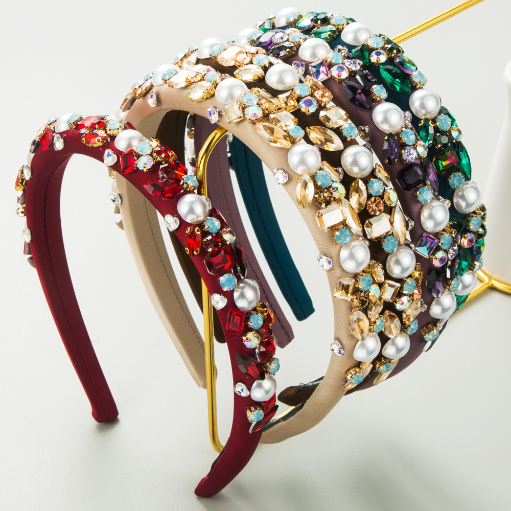 欧美新款复古巴洛克发箍女海绵细边高级感气质满钻宫廷风头箍发饰