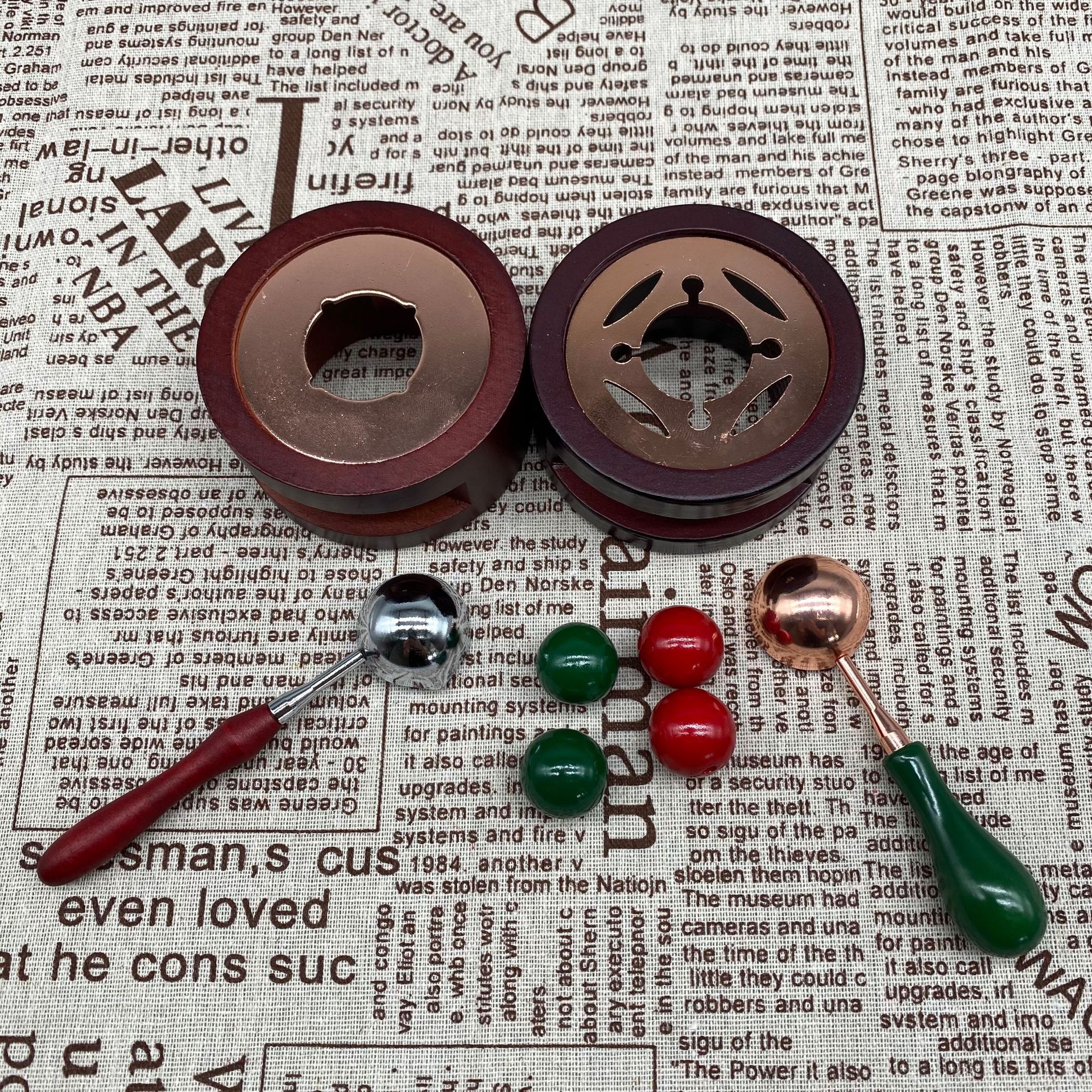 火漆印章熔炉木质炉子复古火漆印章配件套餐融蜡粒蜡条炉印章蜡台