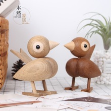 北欧家居饰品小鸟木质工艺品实木摆件小麻雀木制品原木风客厅摆件
