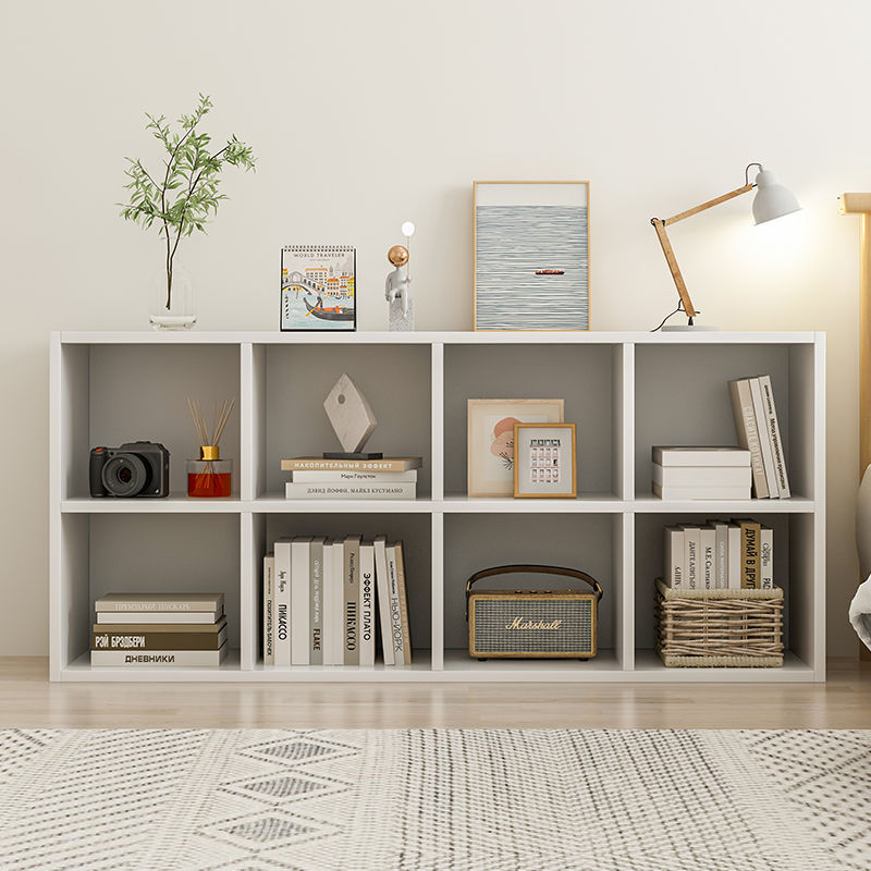 格子柜简约书柜书架卧室落地多格家用儿童阳台置物架八格柜子