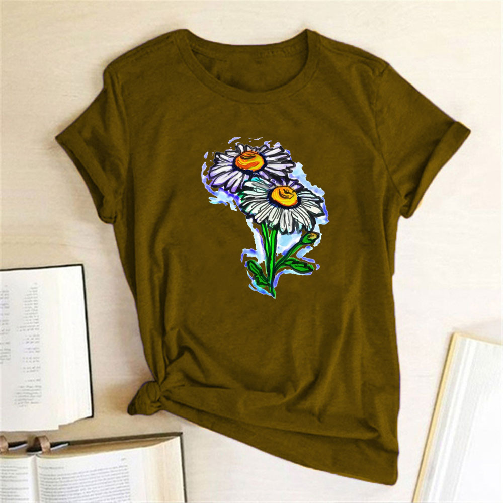 亚马逊 ebay wish 速卖通 独立站 趣味 小雏菊 图案印花短袖t恤