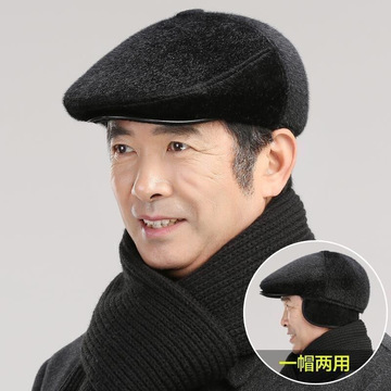 冬季中老年人帽子男保暖护耳老人前进帽冬天爷爷爸爸老头鸭舌帽棉