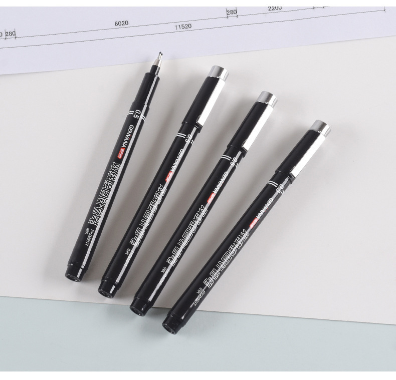 金万年g-09901双线绘图针管笔 学生美术漫画设计绘图笔双头黑色