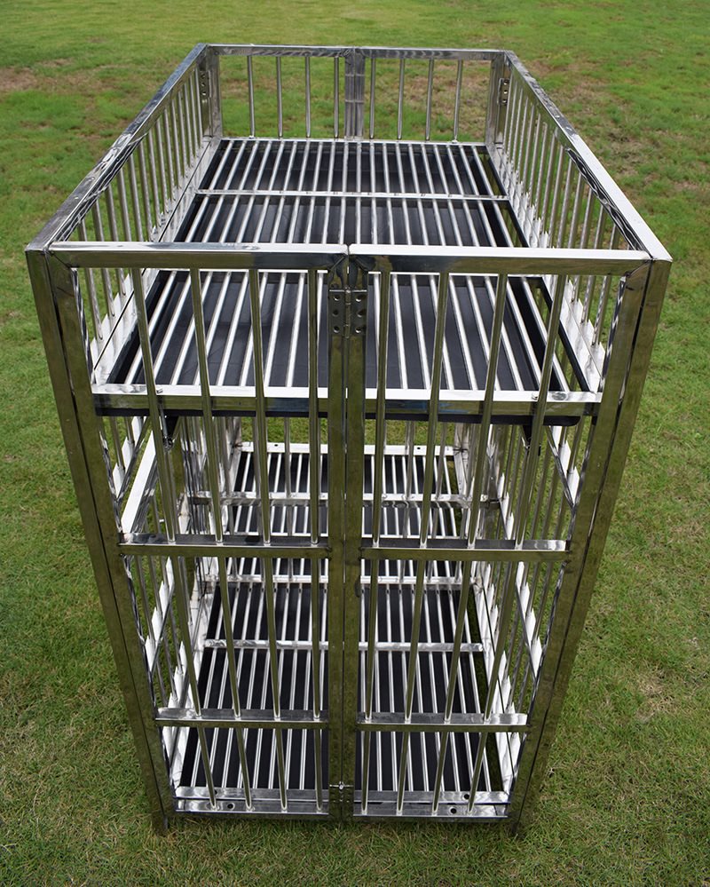 不锈钢折叠双门子母笼中型大型犬狗笼带跑笼双层宠物店寄养展示笼