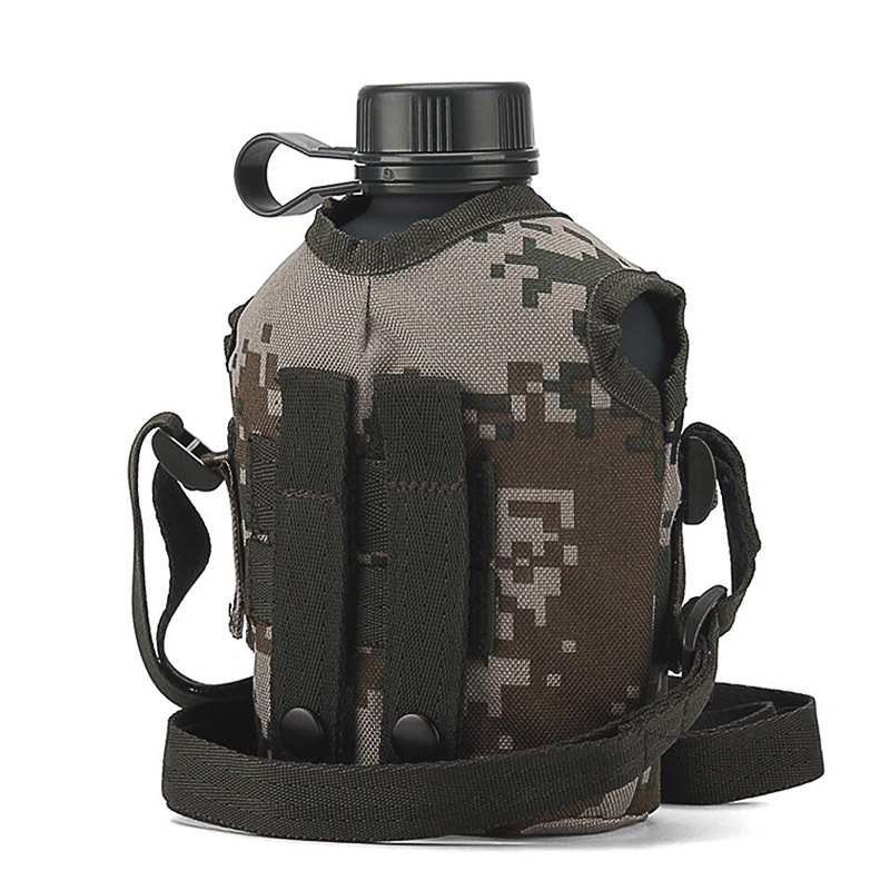 际华3522迷彩扁10水壶户外运动铝水壶学生军训便携战术单兵水壶