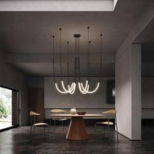 意大利现代设计师别墅客厅创意简约复式楼lotf楼梯间线条竹节吊灯