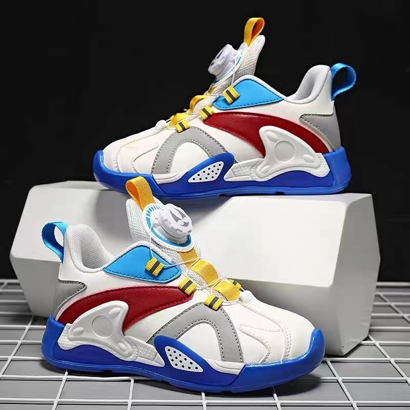 Fujian Quanzhou Summer Boys 'And Girls' Sneakers Running Shoes Rotating Button Middle and Big Children Kids' Shoes for Student Basketball Shoes