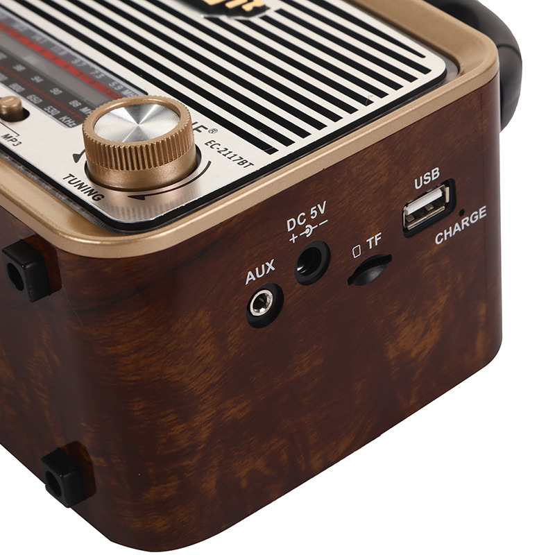 Retro Wood Grain Portable Muitiband Radio Travel Portable Player USB Bluetooth Audio Outdoor Speaker