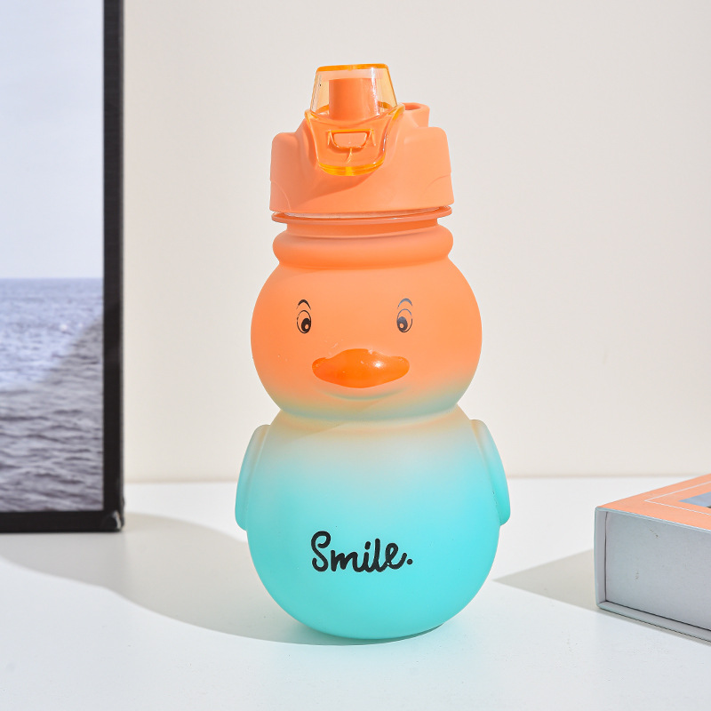 Internet Celebrity Gradient Color Sports Bottle Cute Duck Children's Cups Portable Sports Baby Water Cup Wholesale