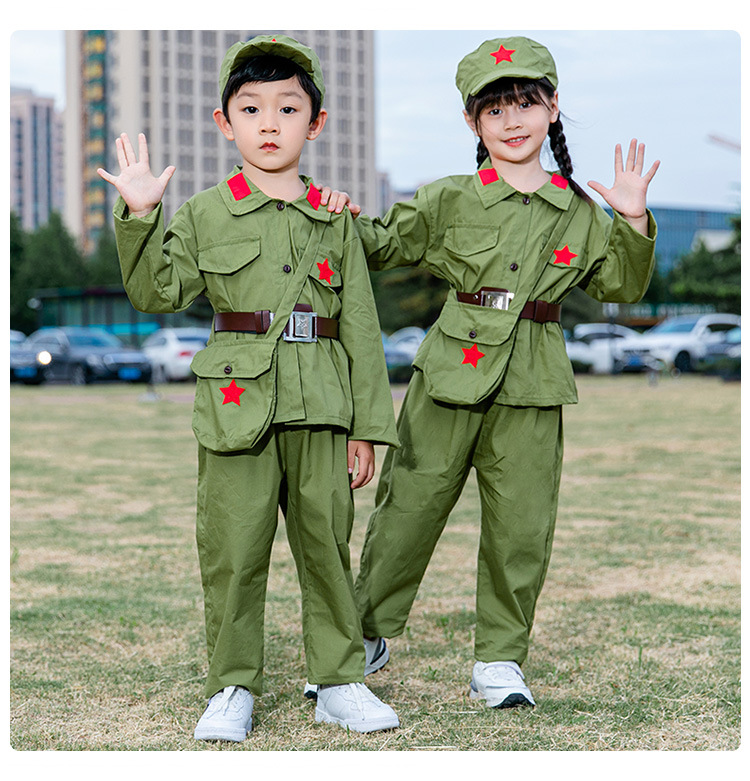 儿童小红军表演出服宝宝军装红星闪闪春夏季幼儿园长袖八路军童装