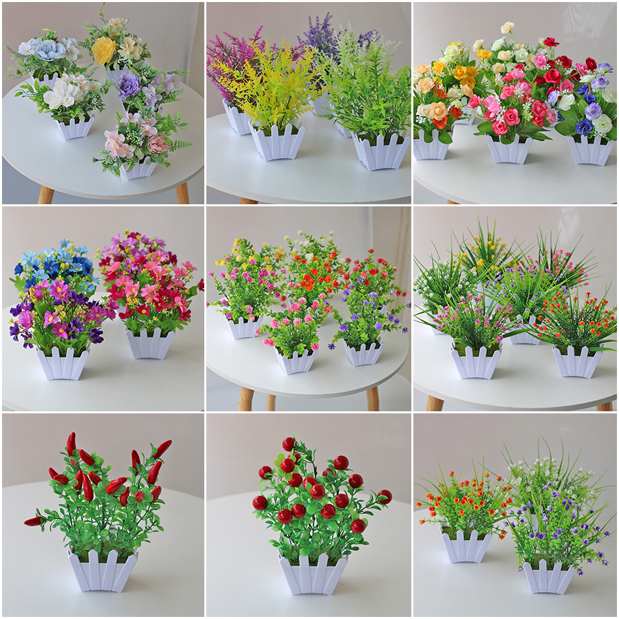 仿真植物盆栽 尤加利金钱草假花绿植 仿真植物家居装饰品厂家供应