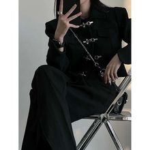 山本耀司黑色酷飒短款西装外套春修身新中式重工小众设计感上代发