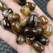 缠丝玛瑙路路通玉石散珠咖啡色玛瑙勒子桶珠手链项链饰品配件珠子