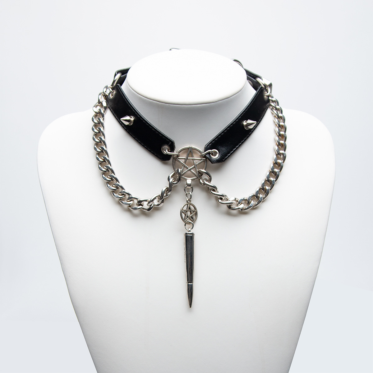 跨境专供哥特朋克铆钉项圈choker链条原创个性小众男女项圈小红书