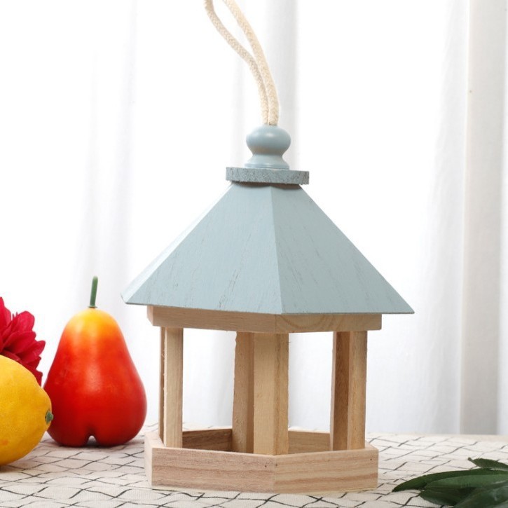 实木喂鸟器户外阳台庭院喂食器田园原生态手工鸟类投食器工艺摆件