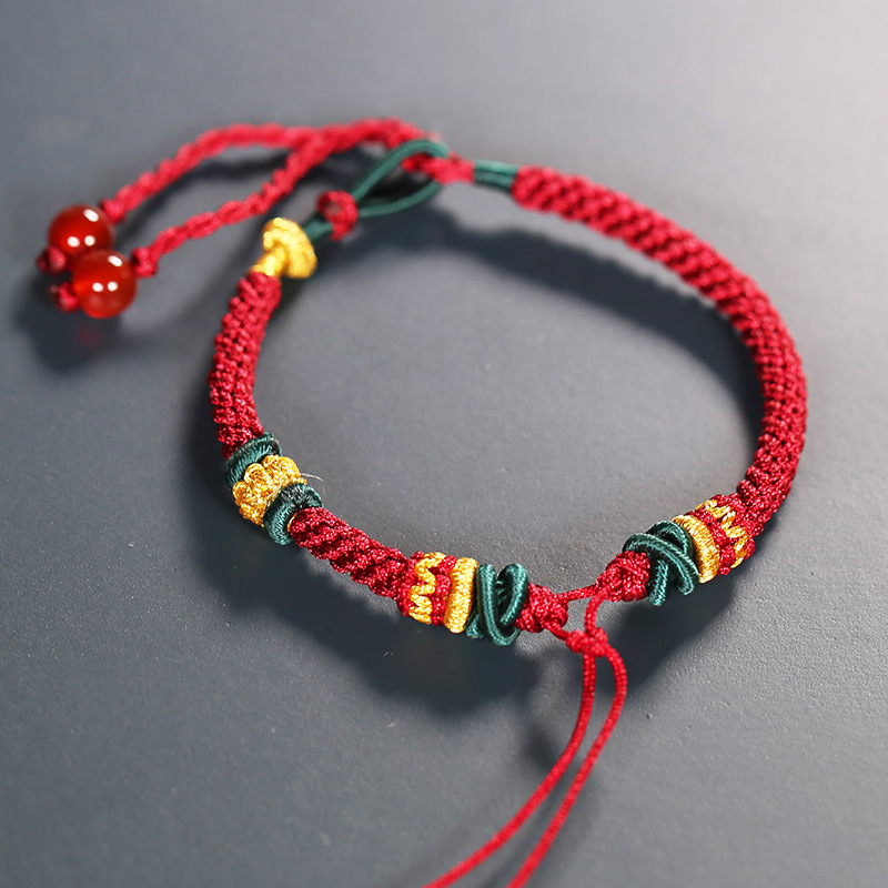 (半成品)原创新款玉米结同心结手工编织手绳可穿珠编绳手链