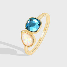 R0215 跨境时尚首饰 几何型合成澳宝戒指 欧泊石指环女OPAL Ring