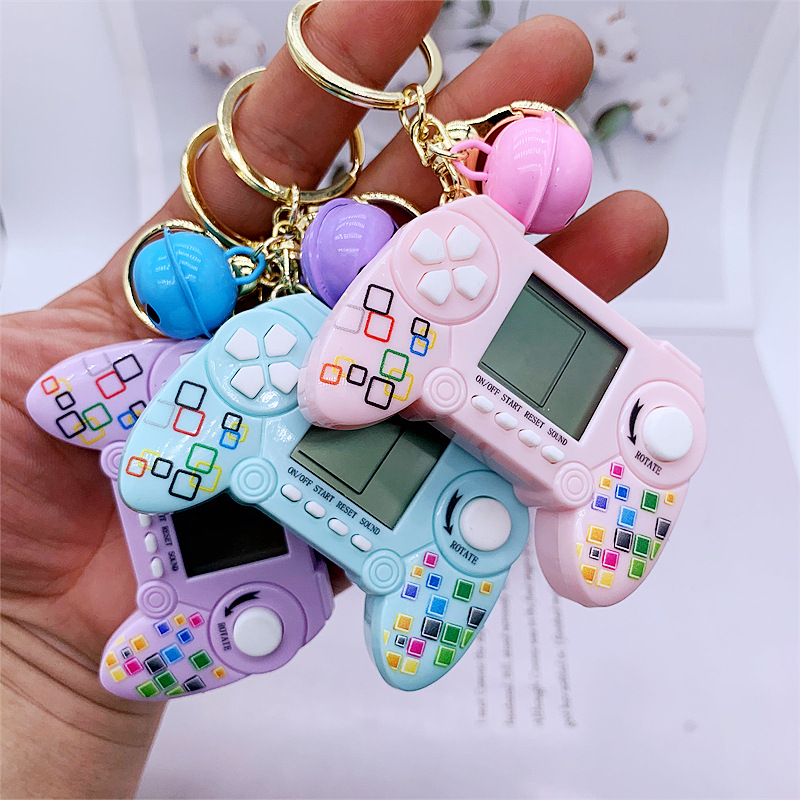 Tetris Handheld Mini Game Machine Toy Macaron Classic Educational Cartoon Creative Gift Keychain