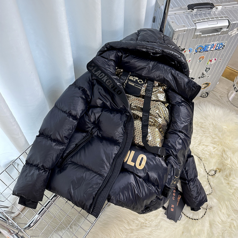 2023 Winter Men and Women Same Style Couple Hot Black Gold Real White Goose down Short Thick down Jacket Factory Direct Sales