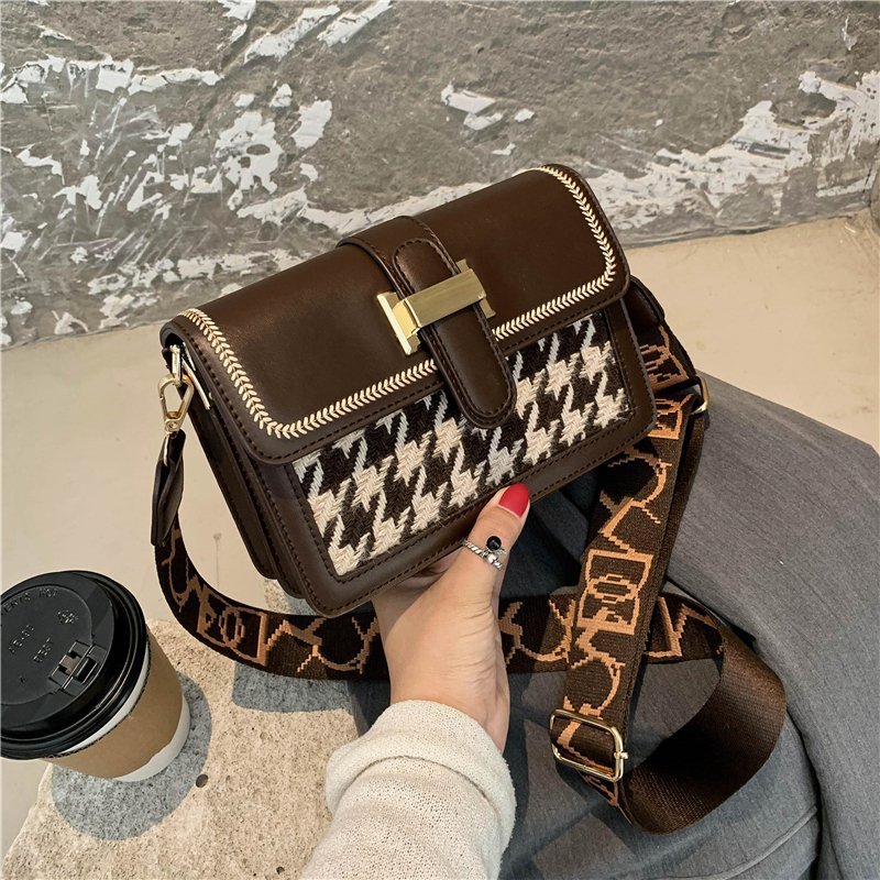 2023 Popular Women's Bags New Fashion Trendy Houndstooth Small Square Bag Western Style Leisure All-Match Shoulder Messenger Bag