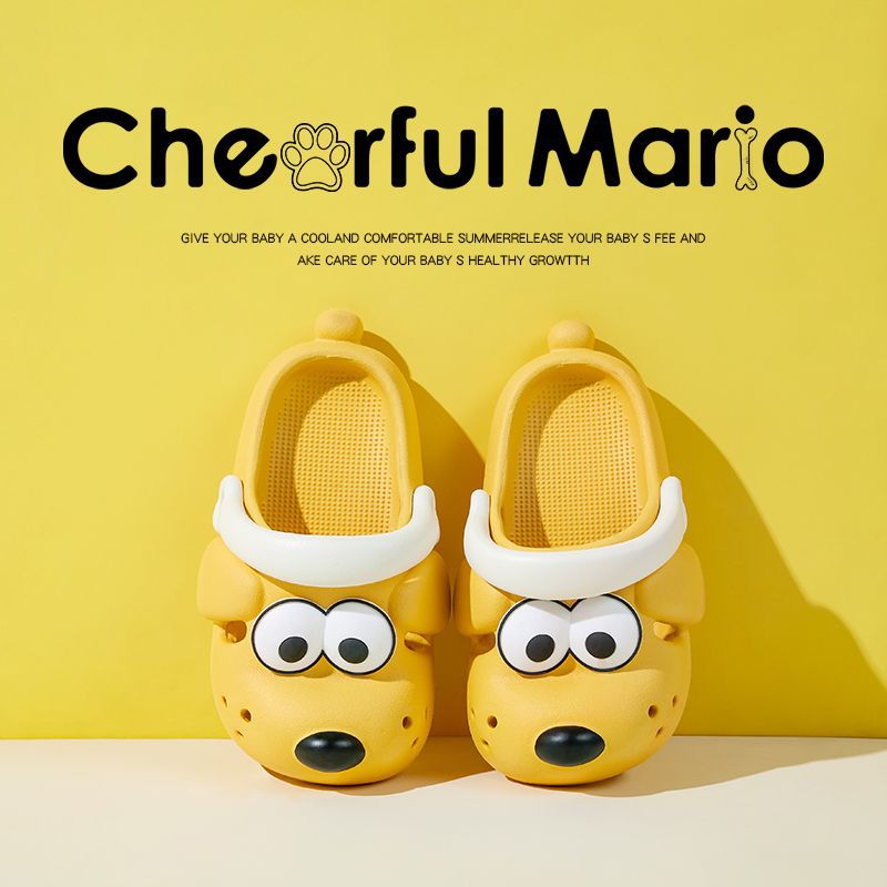 Cute Puppy Children Summer Hollow out Shoes Boys and Girls Indoor Non-Slip Soft Bottom Kindergarten Baby's Bathroom Slippers