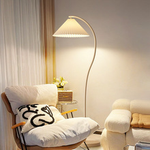 落地灯法式复古奶油客厅卧室床头立式台灯日式百褶氛围灯护眼光