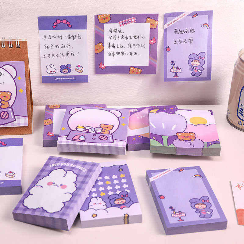 Cartoon Soft Cute Rabbit Sticky Notes Cute Ins Girl Heart Can Be Pasted Note Sticker Fresh Student Mark Note Paper