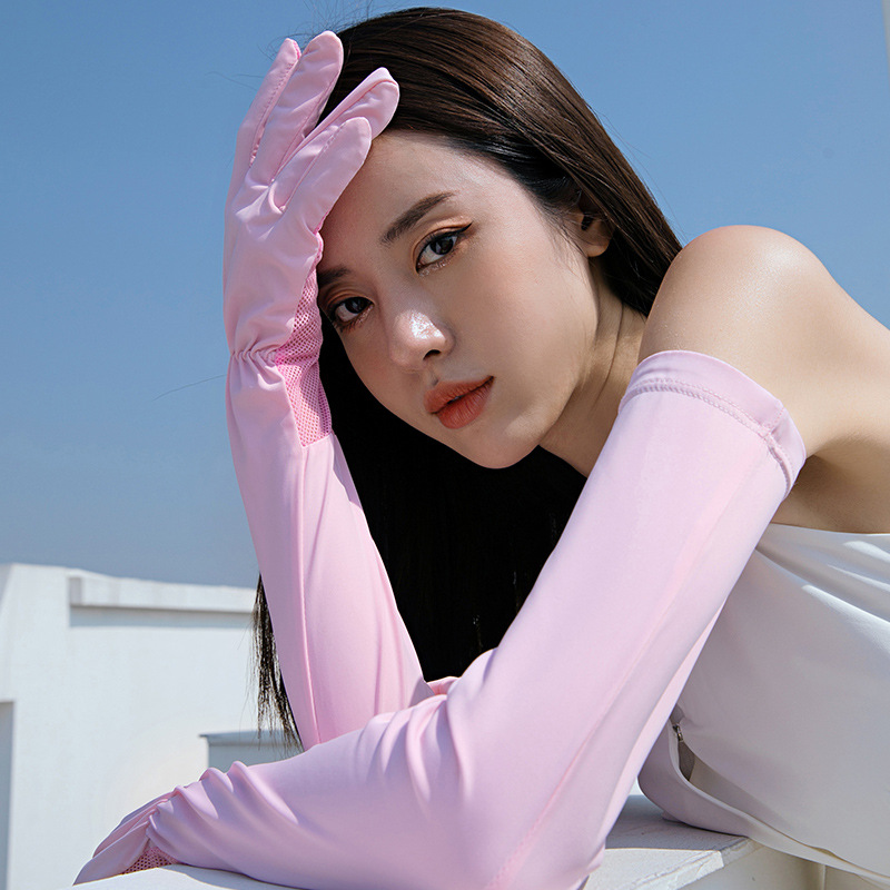 韩版防晒手套女薄款冰丝夏季开车电动车冰袖长款遮纹身手袖护臂