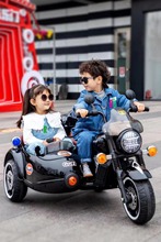 儿童电动摩托车 宝宝侉子双座小孩大人双驱可坐电动充电玩具摩托