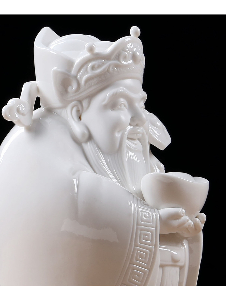 德化白瓷财神爷佛像摆件招财陶瓷文财神家用客厅店铺供奉开业礼品