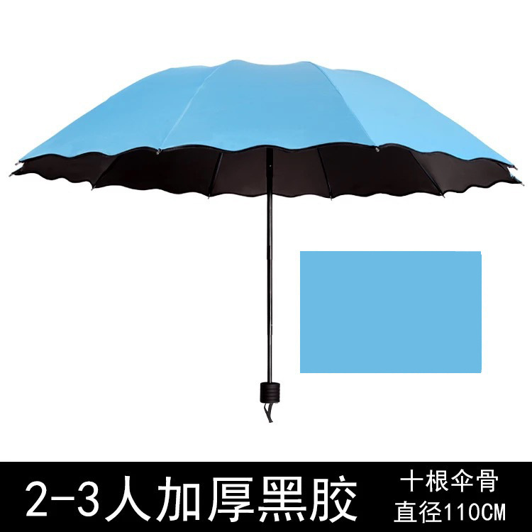 广告雨伞定制印字logo双人加大10骨荷叶边黑胶防晒遮阳太阳伞批发