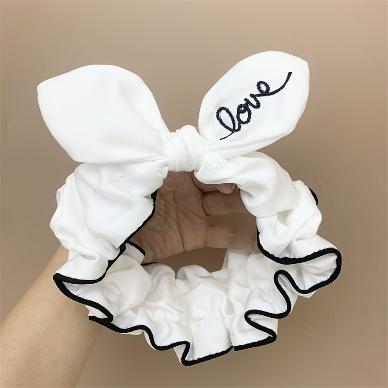 Internet Celebrity Elastic Wide Brim Washing Face Hair Band Lace Embroidery Love Headband Hair Accessory Wide-Edge Bow Hair Band