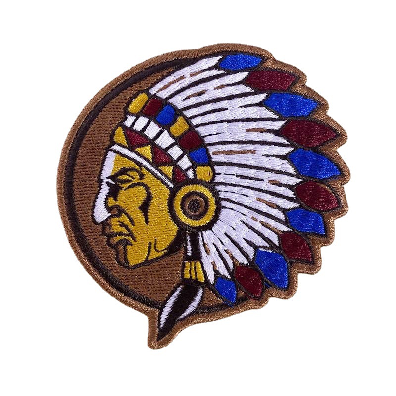 电脑绣花标 衣服徽章补丁贴 流行时尚布贴 印第安人头像刺绣贴