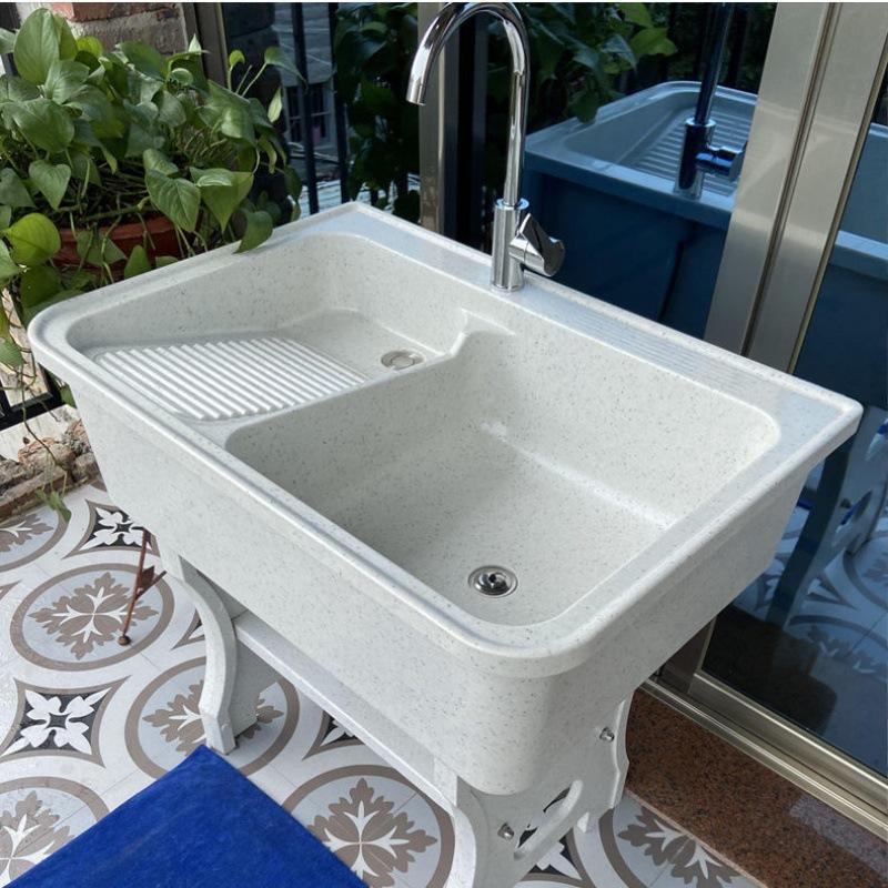 洗衣池石英石阳台家用一体石头水池洗衣槽庭院室外洗衣盆带搓衣板