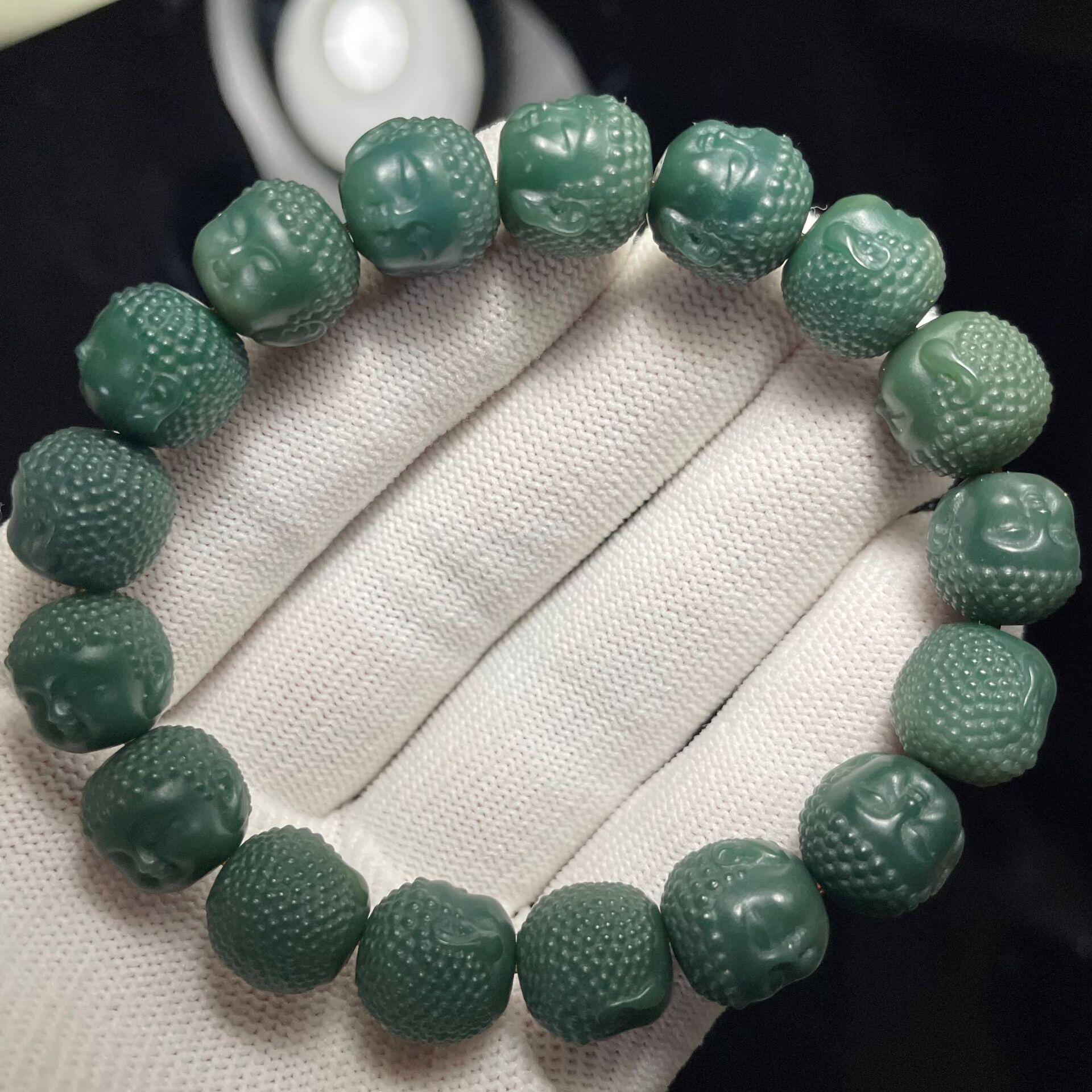 绿幽灵菩提根唐八棱手串秋上新款 绿菩提根钻石面佛珠 文玩直播货