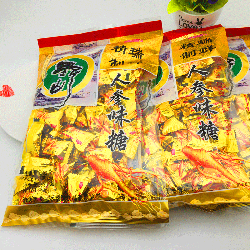 人参糖果硬糖花旗参糖野山人参味休闲办公室零食怀旧男士女士