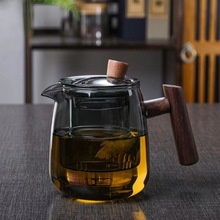 茶壶耐热玻璃茶水分离黑色耐高温茶具套装煮茶壶泡茶壶中式烟榭壶