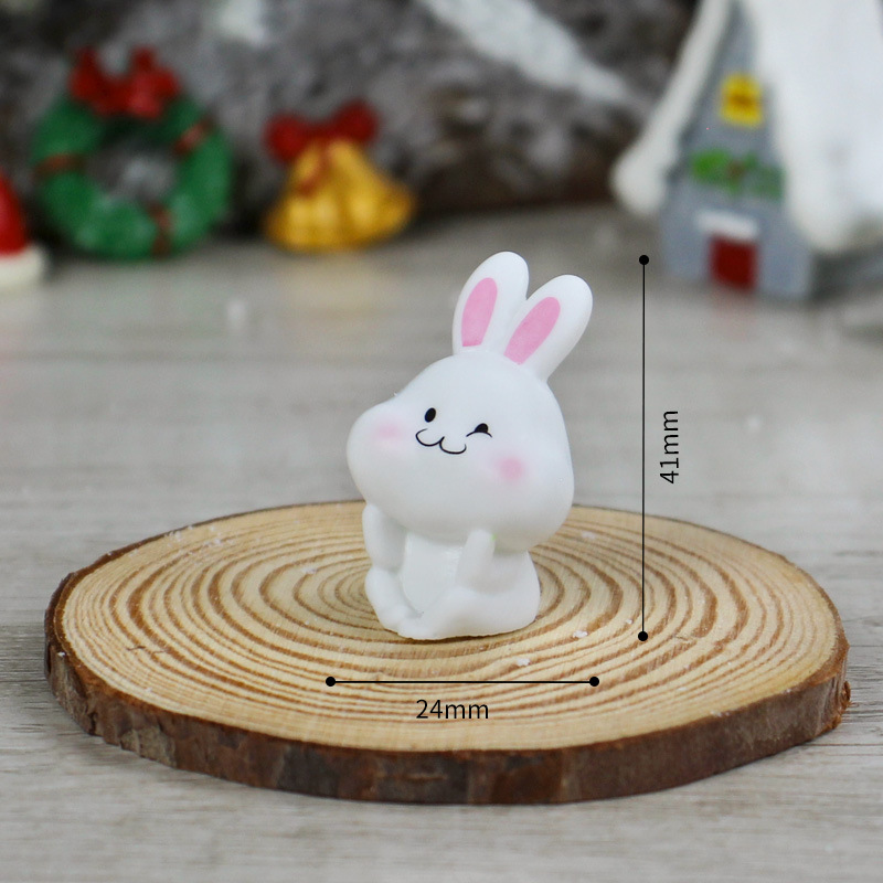 Resin Christmas Ornament Mini Bunny Simulation Cartoon Cute Animal Home Decoration Micro Landscape Landscape Decoration