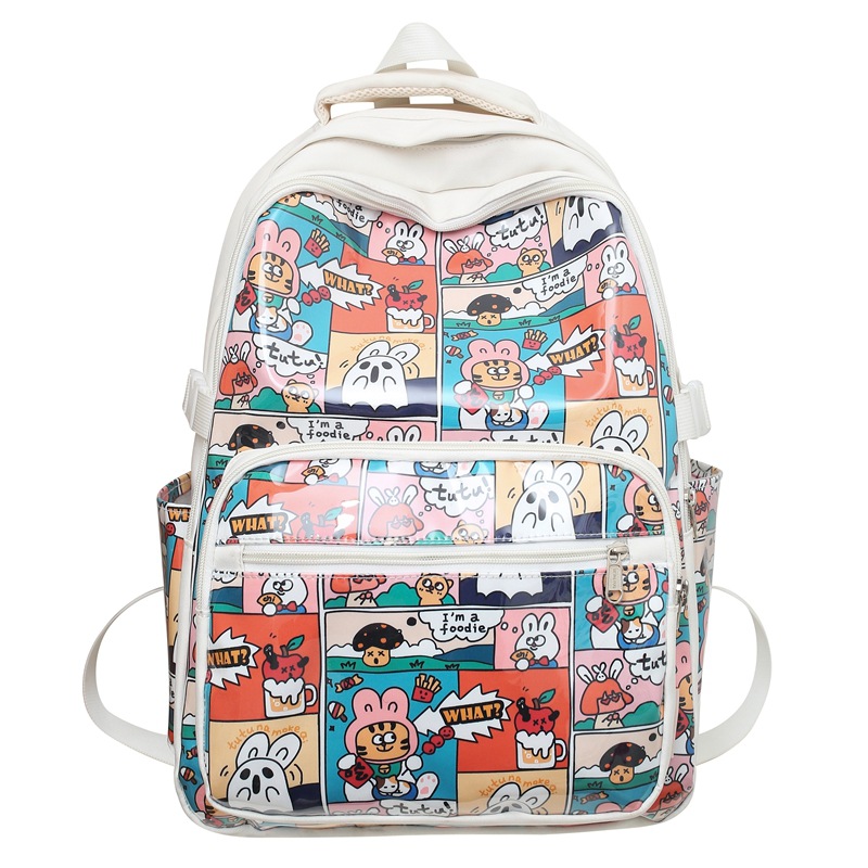 New Printed Student Schoolbag Korean Harajuku Ulzzang Nylon Backpack Cute Girl Ins Backpack for Women