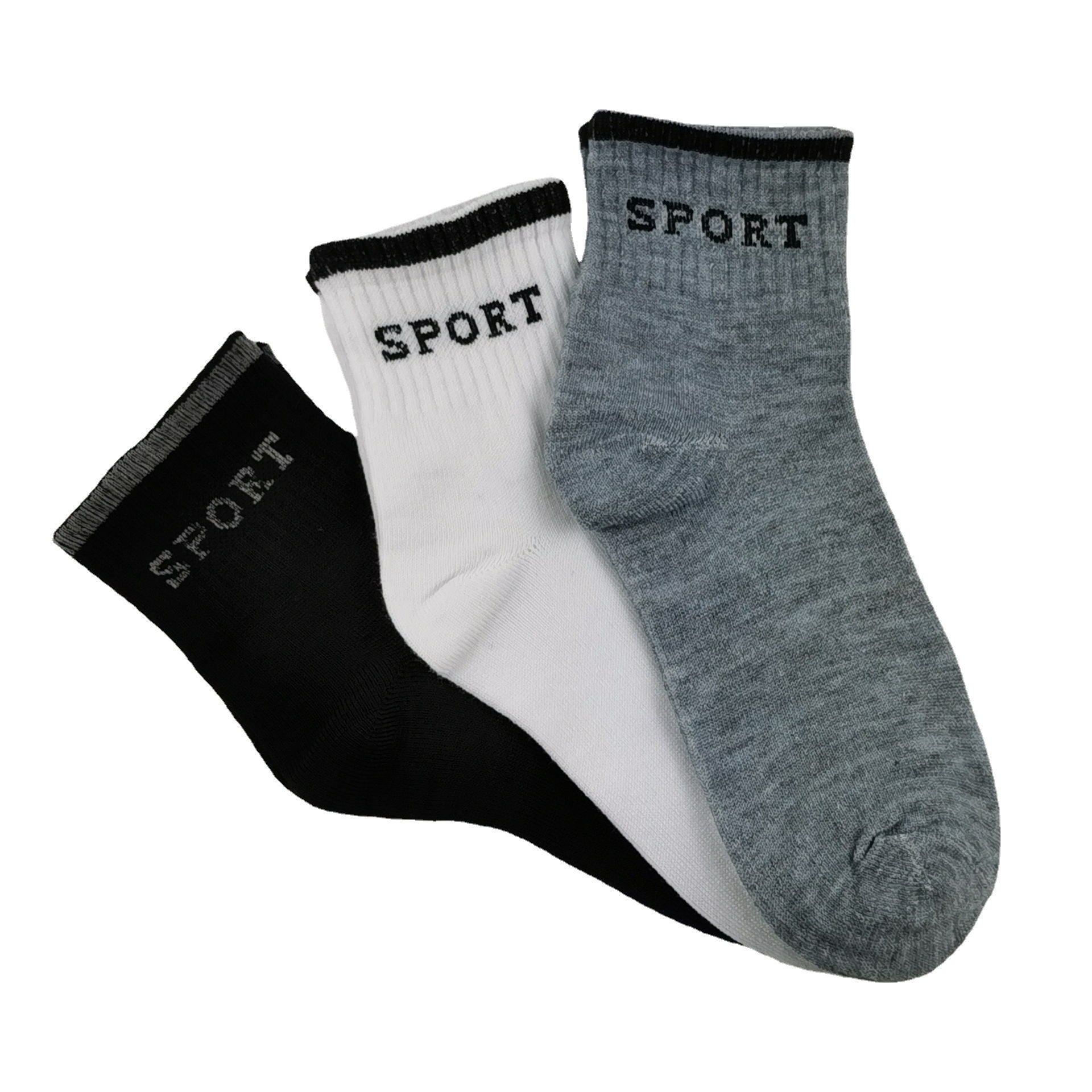 Socks Men's Mid-Calf Black White Gray Socks Athletic Socks Middle-Aged and Elderly Socks Running Rivers and Lakes Socks Wholesale Stall Supply Factory