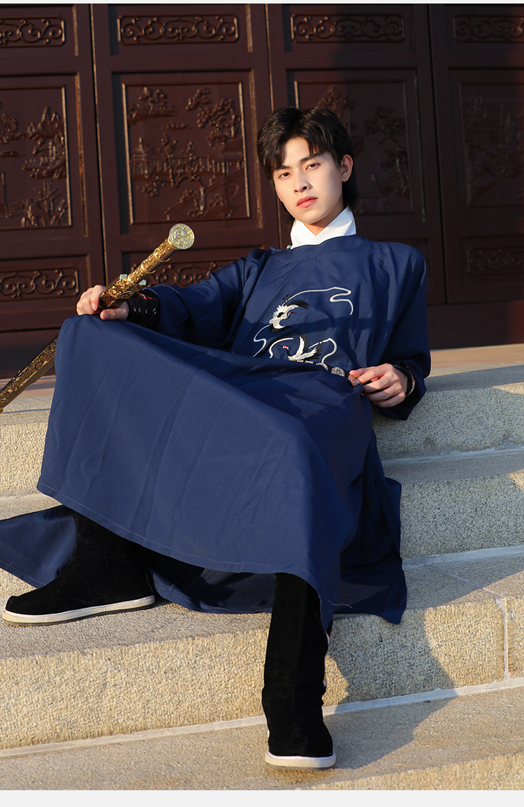 原创汉服男宋制圆领袍刺绣花古风侠客帅气公子中国风舞台表演团服