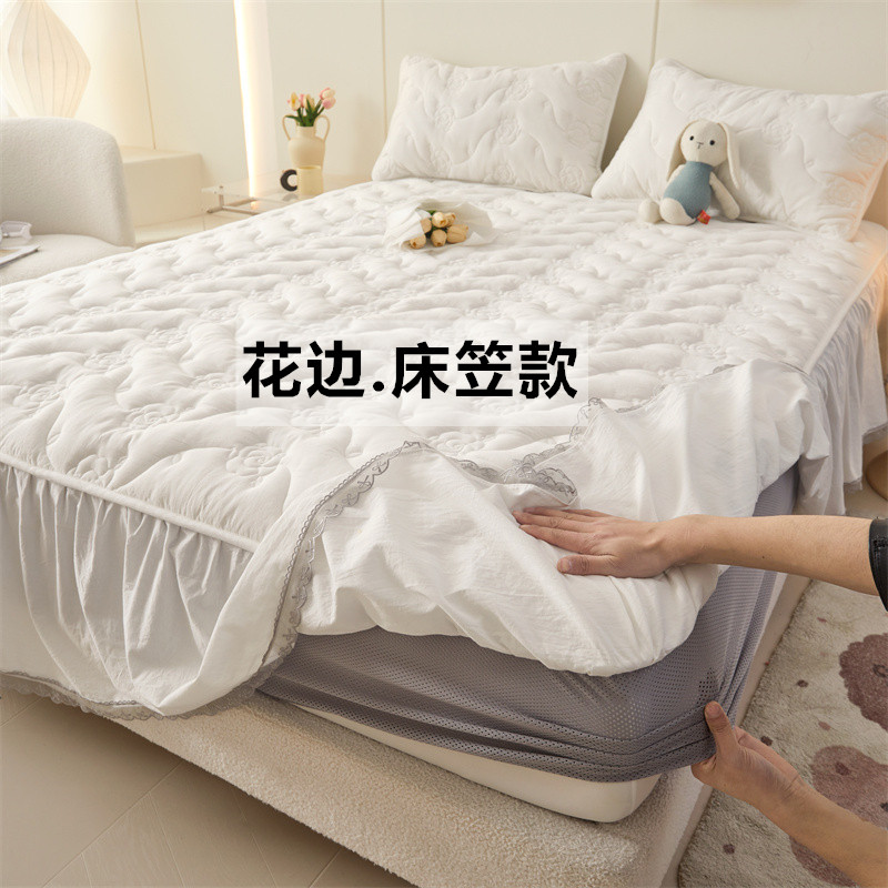 x1awins风白色纯棉夹棉花边款床笠1.5米/1.8m床席梦思床垫保-阿里巴巴