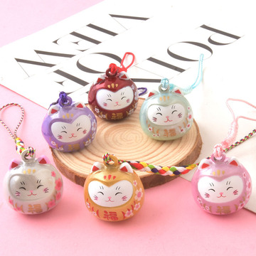 水音铃铛情人节礼物日系梦幻招财猫铃七色开运御守封闭水琴铃挂饰